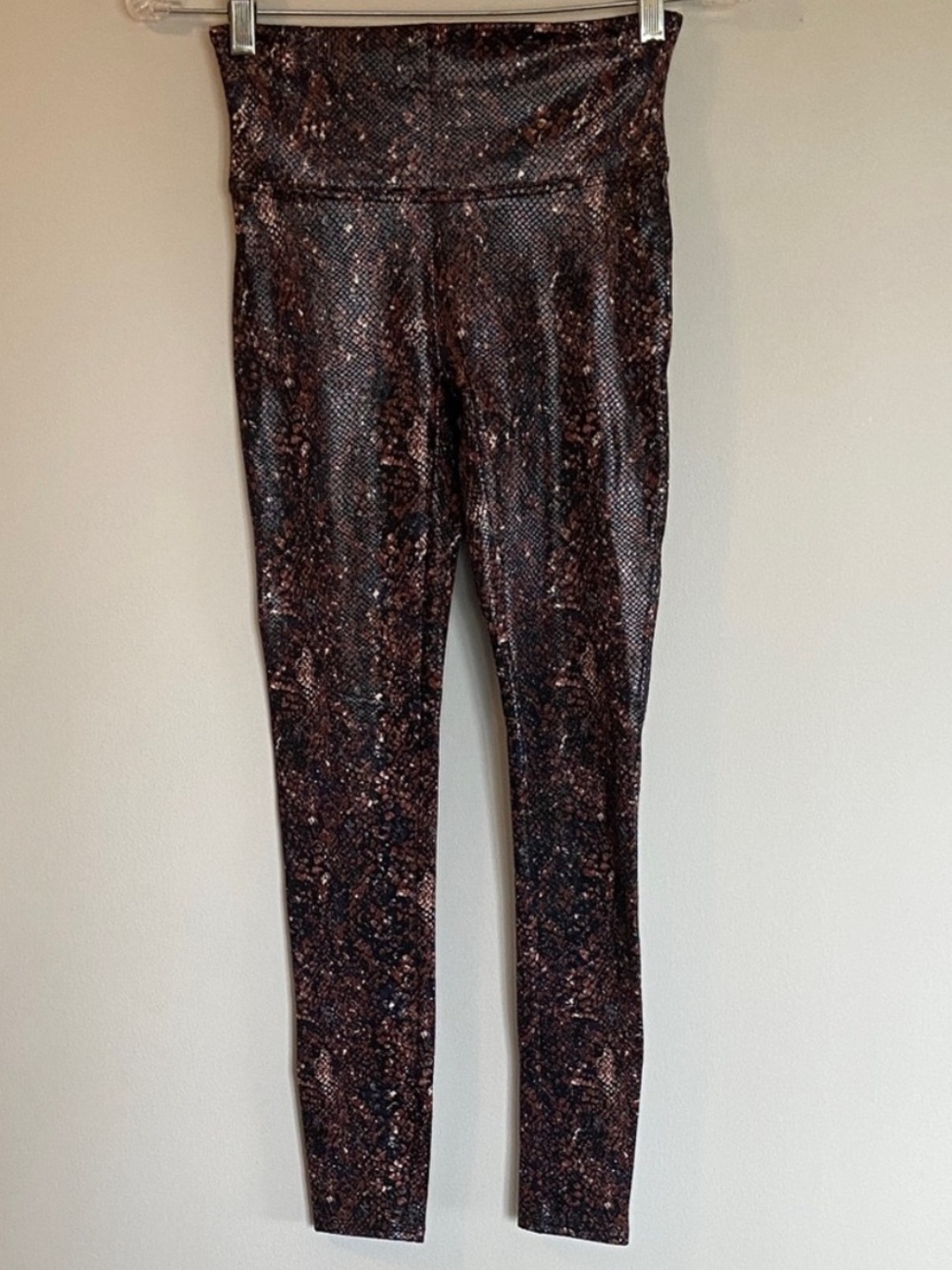 SPANX Faux Snakeskin High Rise Leggings Brown Black Animal Print S